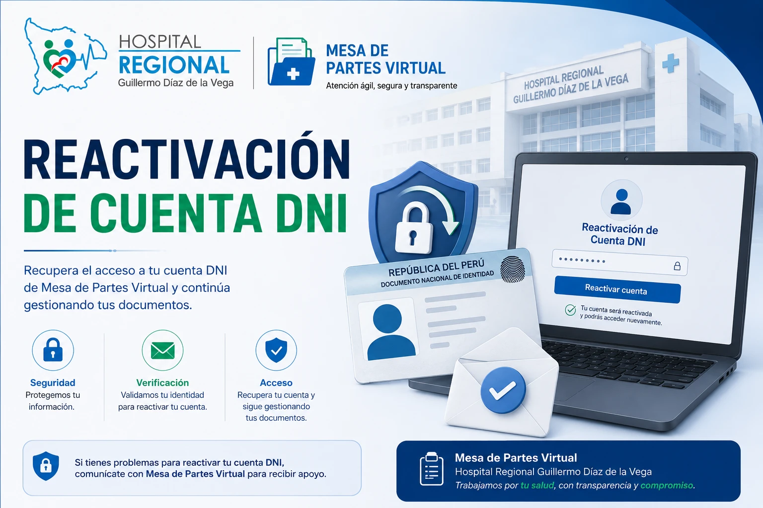 Reactivación de Cuenta DNI | Mesa de Partes Virtual | HRGDV
